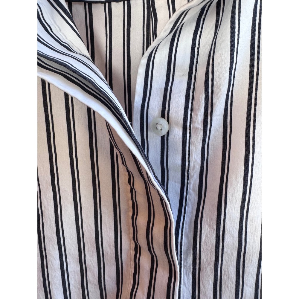 Chicos Striped Bell Sleeve Blouse Black White Poplin Top Size 4 US 20 Cotton - Picture 3 of 10